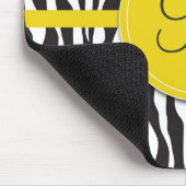 Girly Yellow Monogram Zebra Print Mousepad Muismat (Hoek)