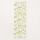 Girly Yellow Pastel Butterflies Aangepaste naam Yogamat (Voorkant)