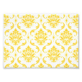 Girly Yellow White Damask Pattern Foto Afdruk (Voorkant)