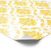 Girly Yellow White Damask Pattern Foto Afdruk (Hoek)