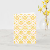 Girly Yellow White Damask Pattern Kaart (Gele Bloem)