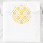 Girly Yellow White Damask Pattern Ronde Sticker (Tas)