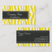 Girly Yellow Zebra Print Visitekaartje (Voorkant / Achterkant)