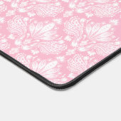 Girly zacht roze en wit damast patroon monogram bureaumat (Hoek)