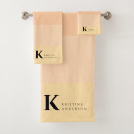 Girly zachte perzik ombre klassieke monogram bad handdoek
