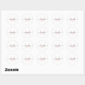 Girly Zachte Roze en Witte Polka Dot Monogram Ronde Sticker (Vel)