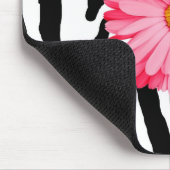 Girly Zebra Pattern Cute Pink Daisy met naam Muismat (Hoek)