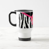 Girly Zebra Pattern Cute Pink Daisy met naam Reisbeker (Links)