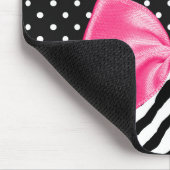 Girly Zebra Print Polka Dots and Cute Pink Ribbon Muismat (Hoek)