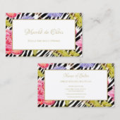 Girly Zebra Print Roze pioen Foral Beauty Boutique Visitekaartje (Voorkant / Achterkant)