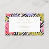 Girly Zebra Print Roze pioen Foral Beauty Boutique Visitekaartje (Achterkant)