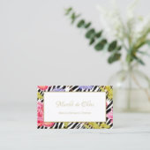 Girly Zebra Print Roze pioen Foral Beauty Boutique Visitekaartje (Staand voorkant)