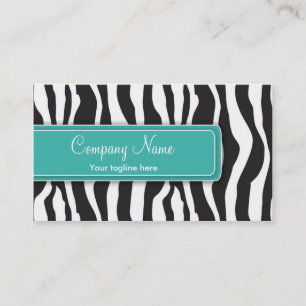 Girly Zebra Print Visitekaartje Blauwgroen