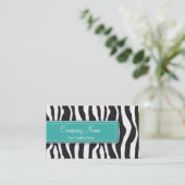 Girly Zebra Print Visitekaartje Blauwgroen (Staand voorkant)