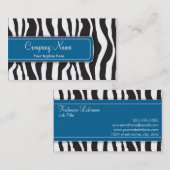 Girly Zebra Print Visitekaartje in Blue (Voorkant / Achterkant)