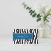 Girly Zebra Print Visitekaartje in Blue (Staand voorkant)
