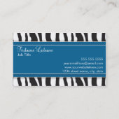 Girly Zebra Print Visitekaartje in Blue (Achterkant)