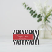 Girly Zebra Print Visitekaartje in rood (Staand voorkant)