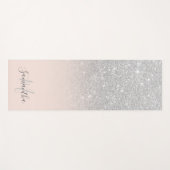 Girly zilveren glitter ombre roze monogrammed yogamat (Voorkant (horizontaal))
