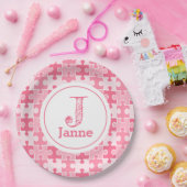 Girly Zoete Roze Puzzel Stukken Papieren Bordje (Feest)