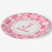 Girly Zoete Roze Puzzel Stukken Papieren Bordje (Gekanteld)