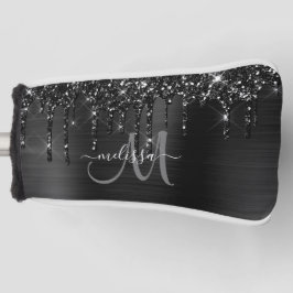 Girly Zwart Geborsteld Metaal Dripping Glitter Naa Golfheadcover