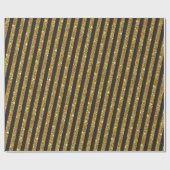 Girly Zwart Goud Glitter Sparkles Stripe Patroon Cadeaupapier (Vlak)