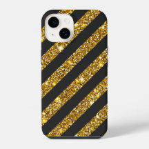 Girly Zwart Goud Glitter Sparkles Stripe Patroon
