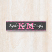 Girly Zwart Heet Roze Diamanten Glam Monogram Naam Deurbordje (Voorkant)