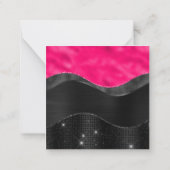 Girly Zwart Heet Roze Grijs Waves Glam Monogram Na Notitiekaartje (Achterkant)