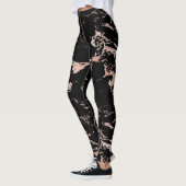 Girly Zwart Marmeren Roos Gouden Folie Leggings (Links)