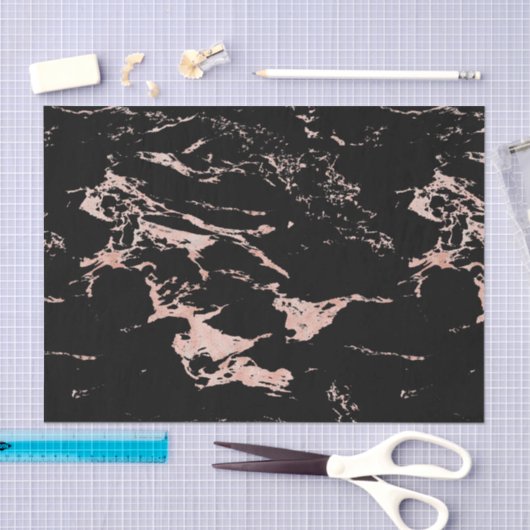 Girly Zwart Marmeren Roos Gouden Folie Tissuepapier (Craft)