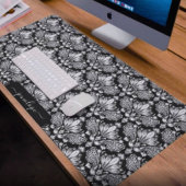 Girly zwart-wit damast patroon monogram bureaumat