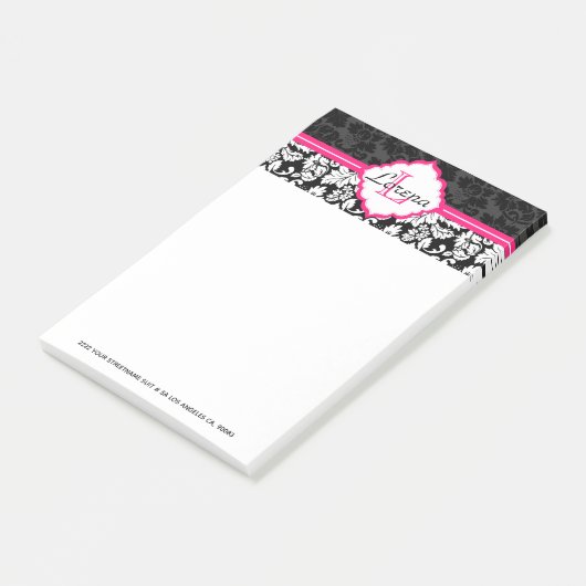 Girly zwart-wit damast post-it® notes (Schuin)