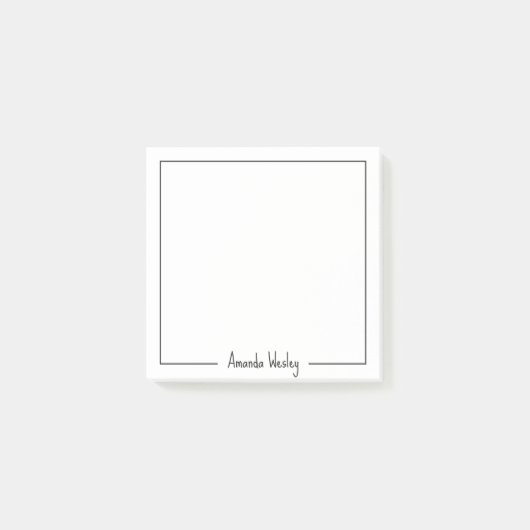 Girly Zwart-wit Monogram Volledige naam Post-it® Notes (Voorkant)