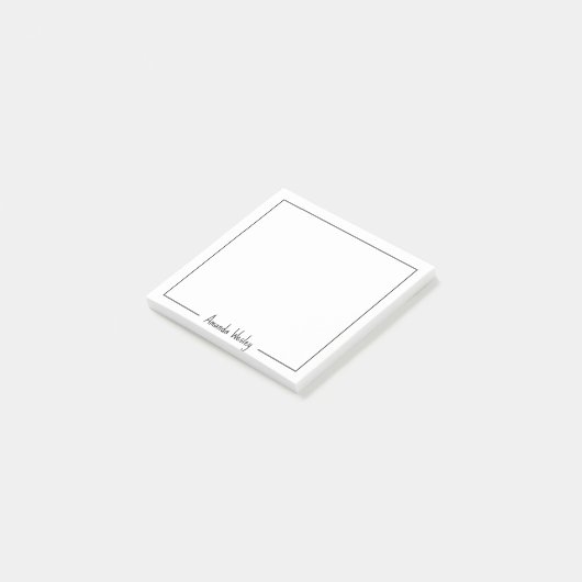 Girly Zwart-wit Monogram Volledige naam Post-it® Notes (Schuin)