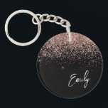 Girly Zwarte Roze Gouden Blush Roze Glitter Monogr Sleutelhanger<br><div class="desc">Girly Zwart en Roze Goud - Blush Roze Glitter Glamour Script Monogram Naam Sleutelhanger. Dit is het perfecte cadeau voor sweet 16 verjaardag,  trouwen,  bruidsfeest,  jubileum,  babyfeestje of vrijgezellenfeest voor iemand die houdt van glamour luxe en chic stijlen.</div>