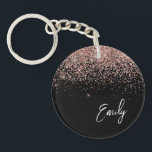 Girly Zwarte Roze Gouden Blush Roze Glitter Monogr Sleutelhanger<br><div class="desc">Girly Zwart en Roze Goud - Blush Roze Glitter Glamour Script Monogram Naam Sleutelhanger. Dit is het perfecte cadeau voor sweet 16 verjaardag,  trouwen,  bruidsfeest,  jubileum,  babyfeestje of vrijgezellenfeest voor iemand die houdt van glamour luxe en chic stijlen.</div>