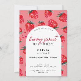 GirlyBerry Sweet Birthday Spring Summer Invitation Kaart