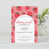 GirlyBerry Sweet Birthday Spring Summer Invitation Kaart (Staand voorkant)