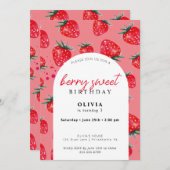 GirlyBerry Sweet Birthday Spring Summer Invitation Kaart (Voorkant / Achterkant)