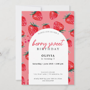 GirlyBerry Sweet Birthday Spring Summer Invitation Kaart