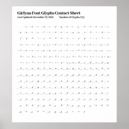 Girlyna Lettertype Glyphs Contactblad Poster