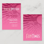 GirlyRays Party nodigt Kaart uit (Voorkant / Achterkant)