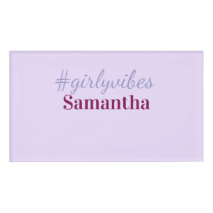 Girlyvibes hashtag licht paars roze vrouwelijke vi naambadge