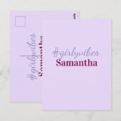 Girlyvibes hashtag light purple pink female vibes briefkaart (Voorkant / Achterkant)