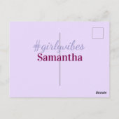 Girlyvibes hashtag light purple pink female vibes briefkaart (Achterkant)