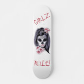 GIRLZ RULE Sugar Skull Day of the Dead Persoonlijk Skateboard (Voorkant)