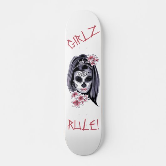 GIRLZ RULE Sugar Skull Day of the Dead Persoonlijk Skateboard (Voorkant)