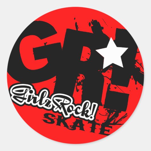 GirlzRock! Ga groot Schaats Ronde Sticker (Voorkant)